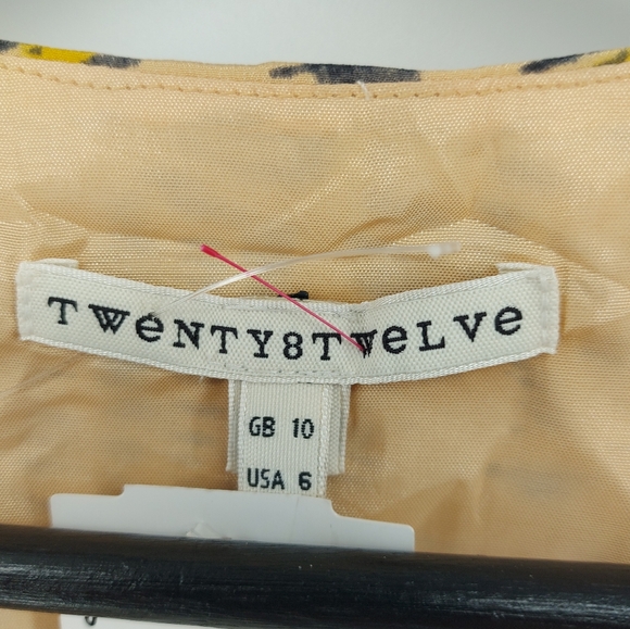 SIENNA MILLER twenty8twelve midi DRESS ochre designer print size 6 100% silk - Picture 7 of 7